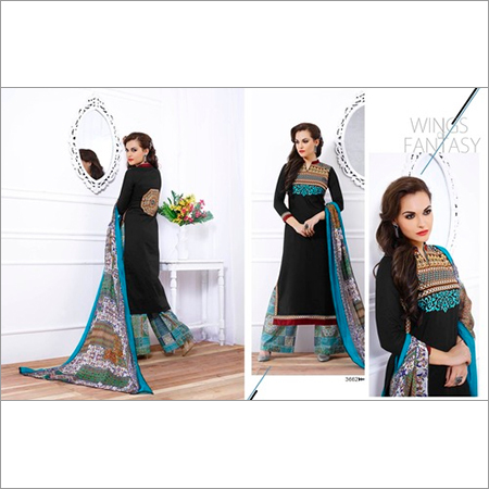 Exclusive Black Cotton Embroidery Designer Salwar suit