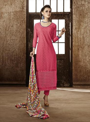 Stylish Pink Georgette Embroidery Designer salwar suit