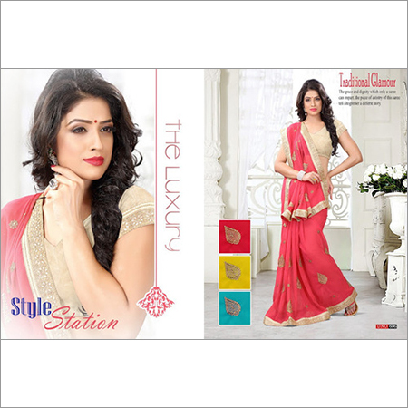 Docile Hot Pink Georgette Sarees
