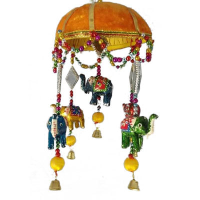 बहु-रंगीन हाथी का दरवाज़ा लटकाने वाला हस्तशिल्प