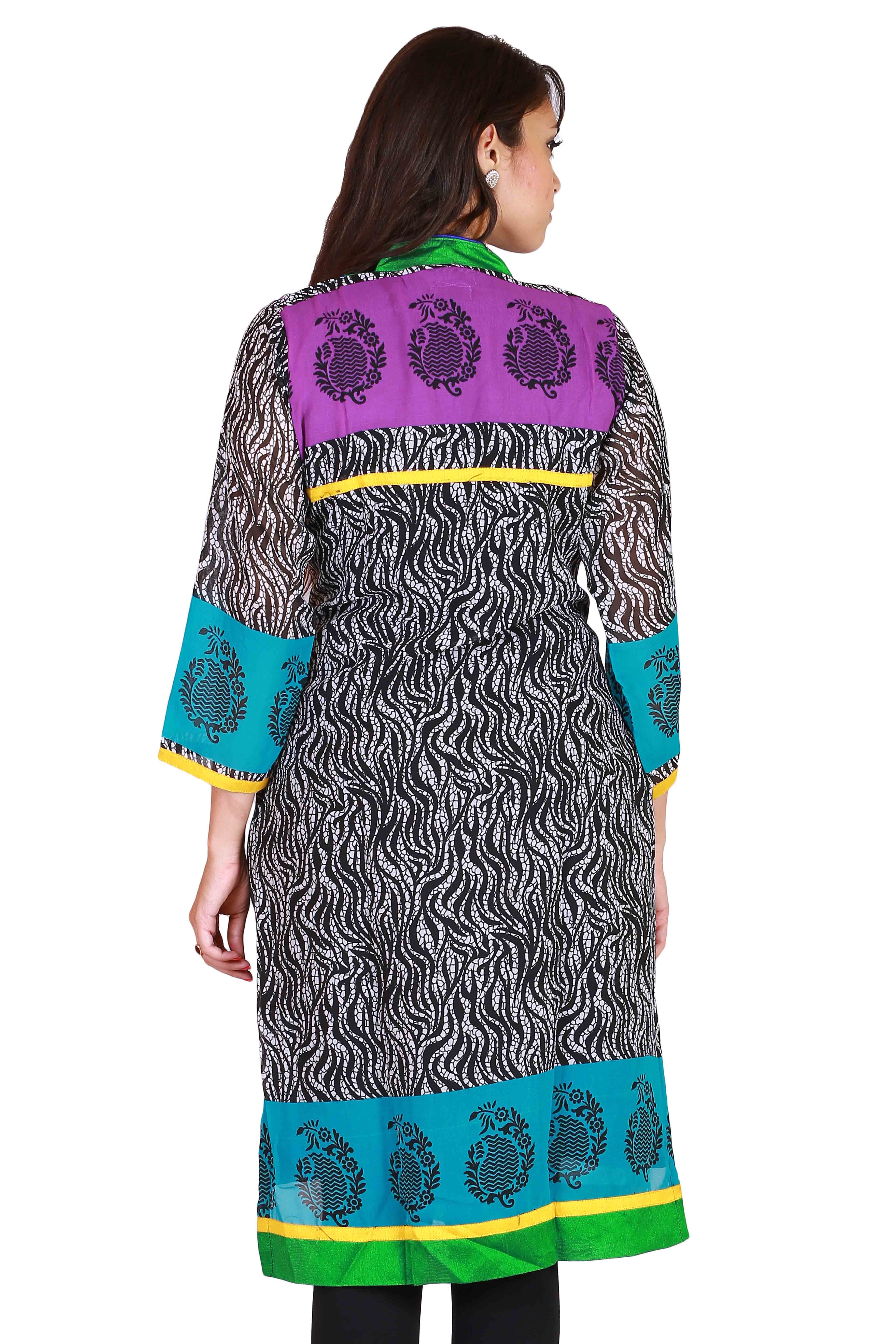 Rich Georgette With Digital Print And Trims