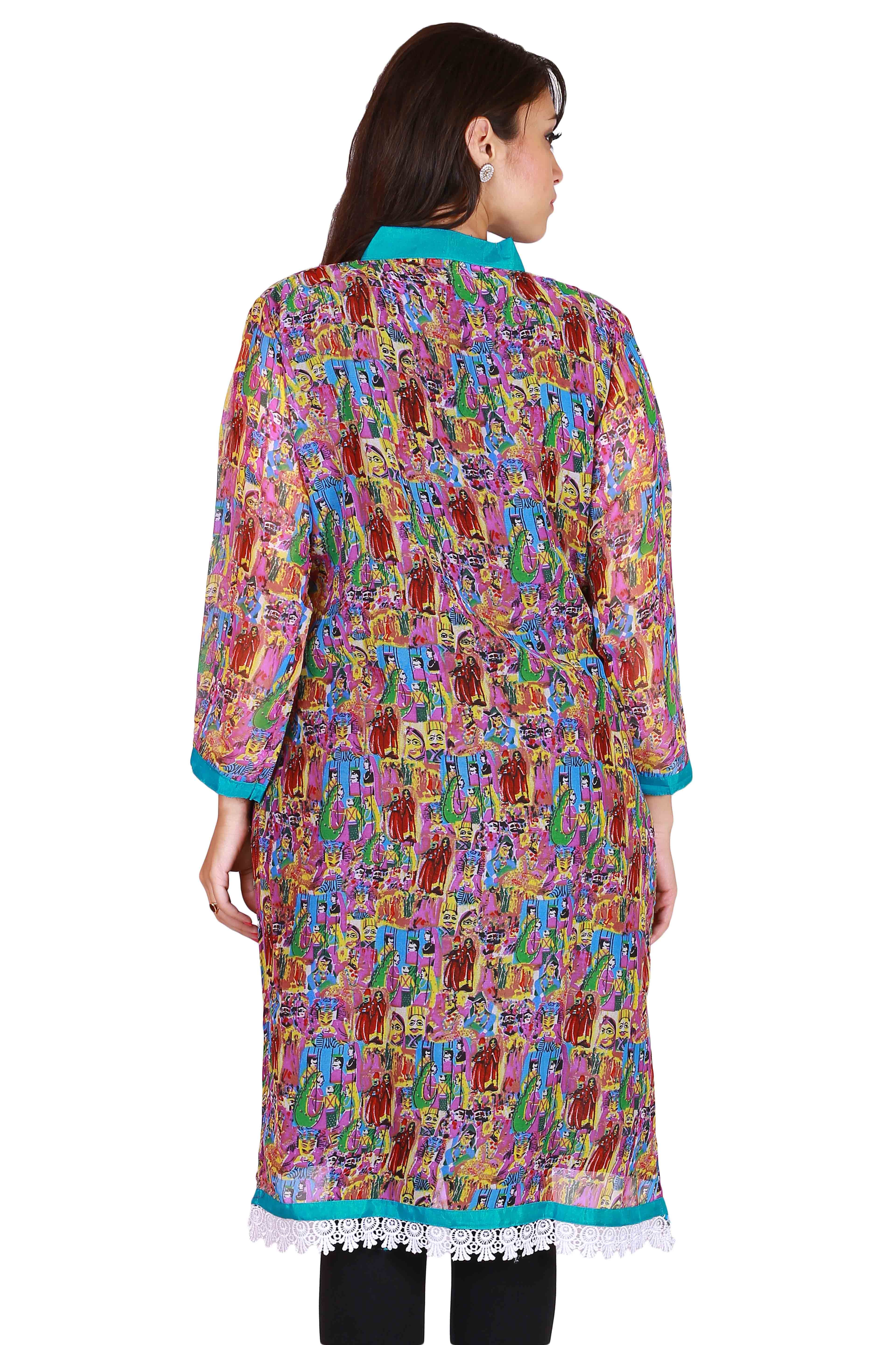 Rich Georgette With Digital Print And Trims