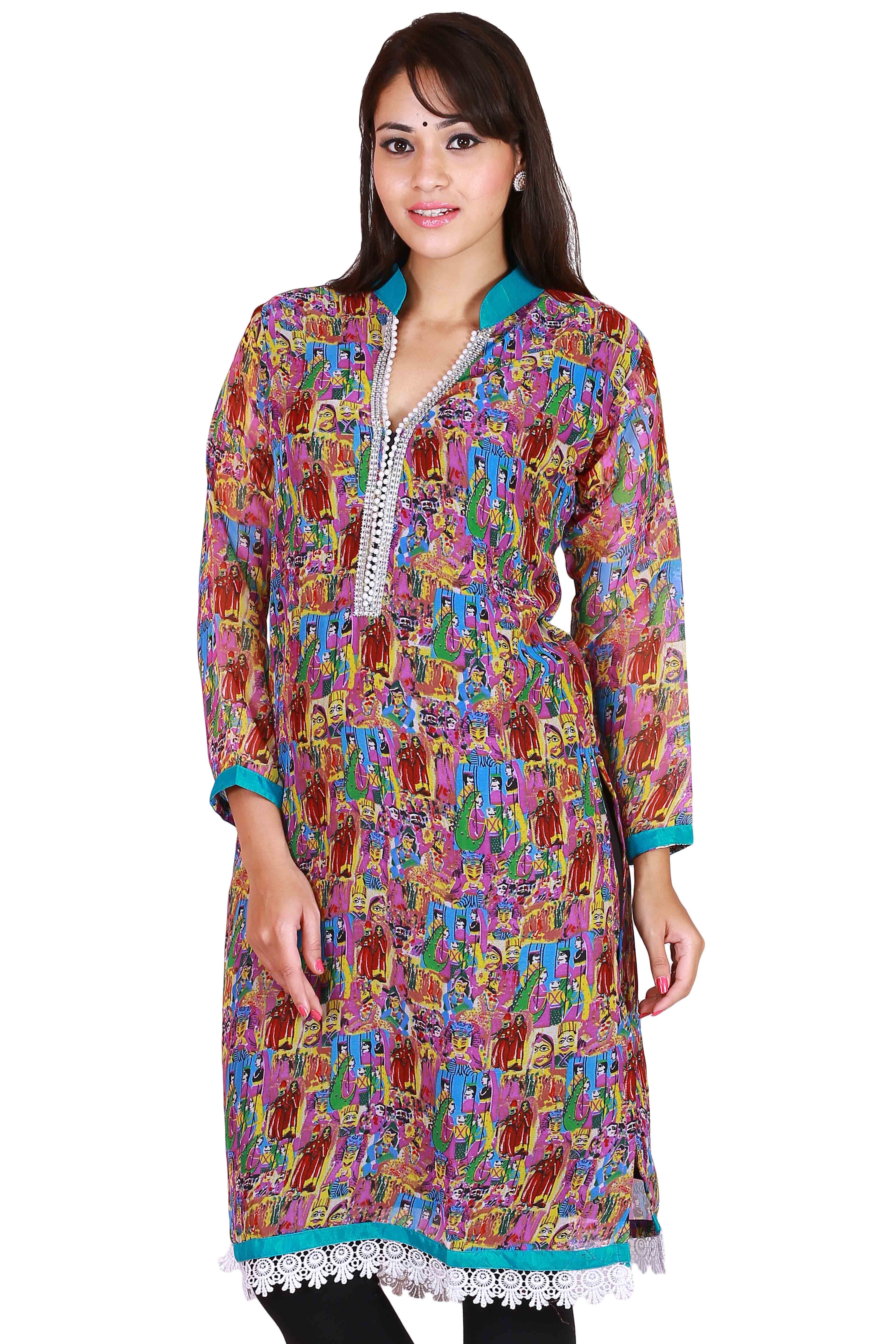 Rich Georgette With Digital Print And Trims