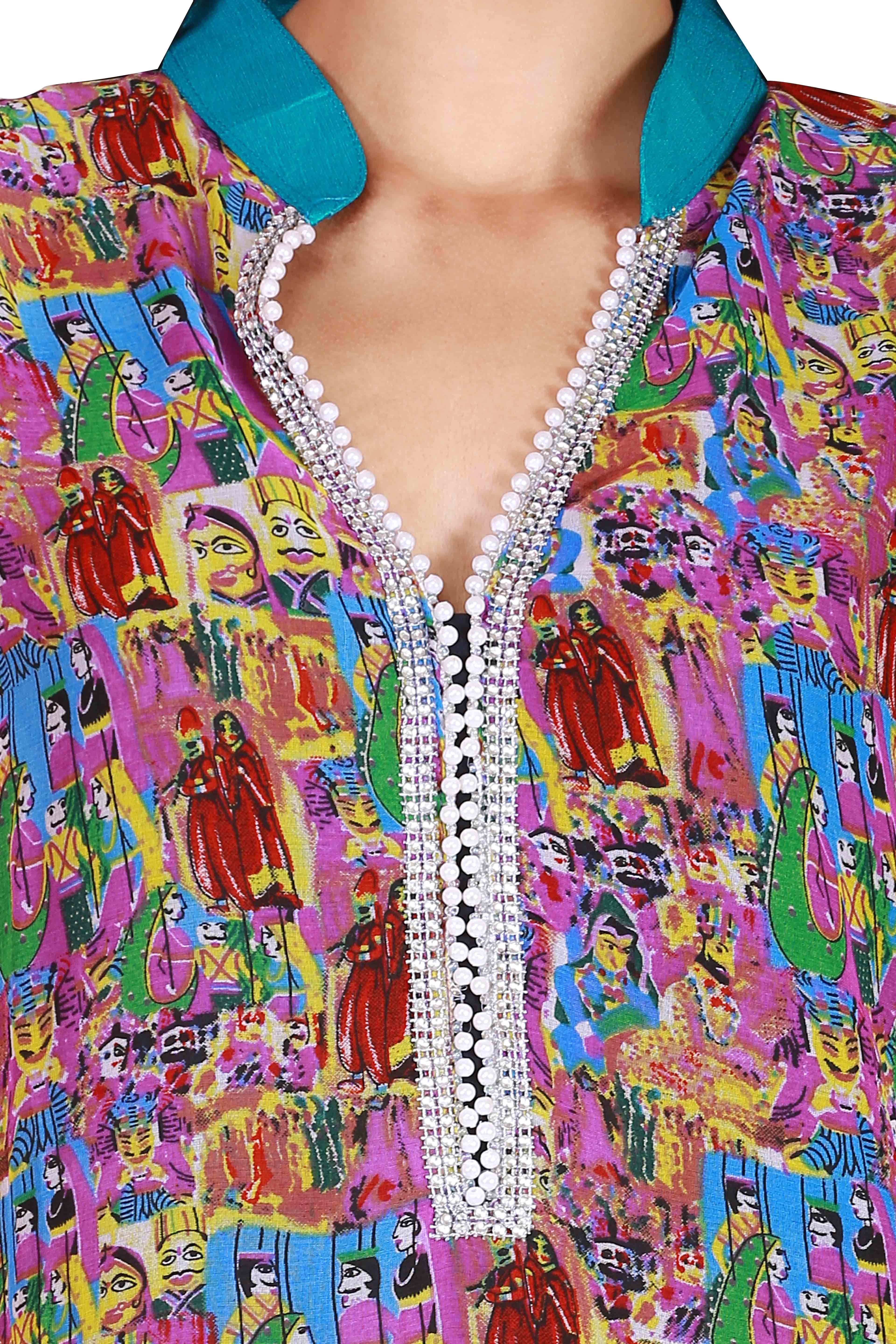 Rich Georgette With Digital Print And Trims