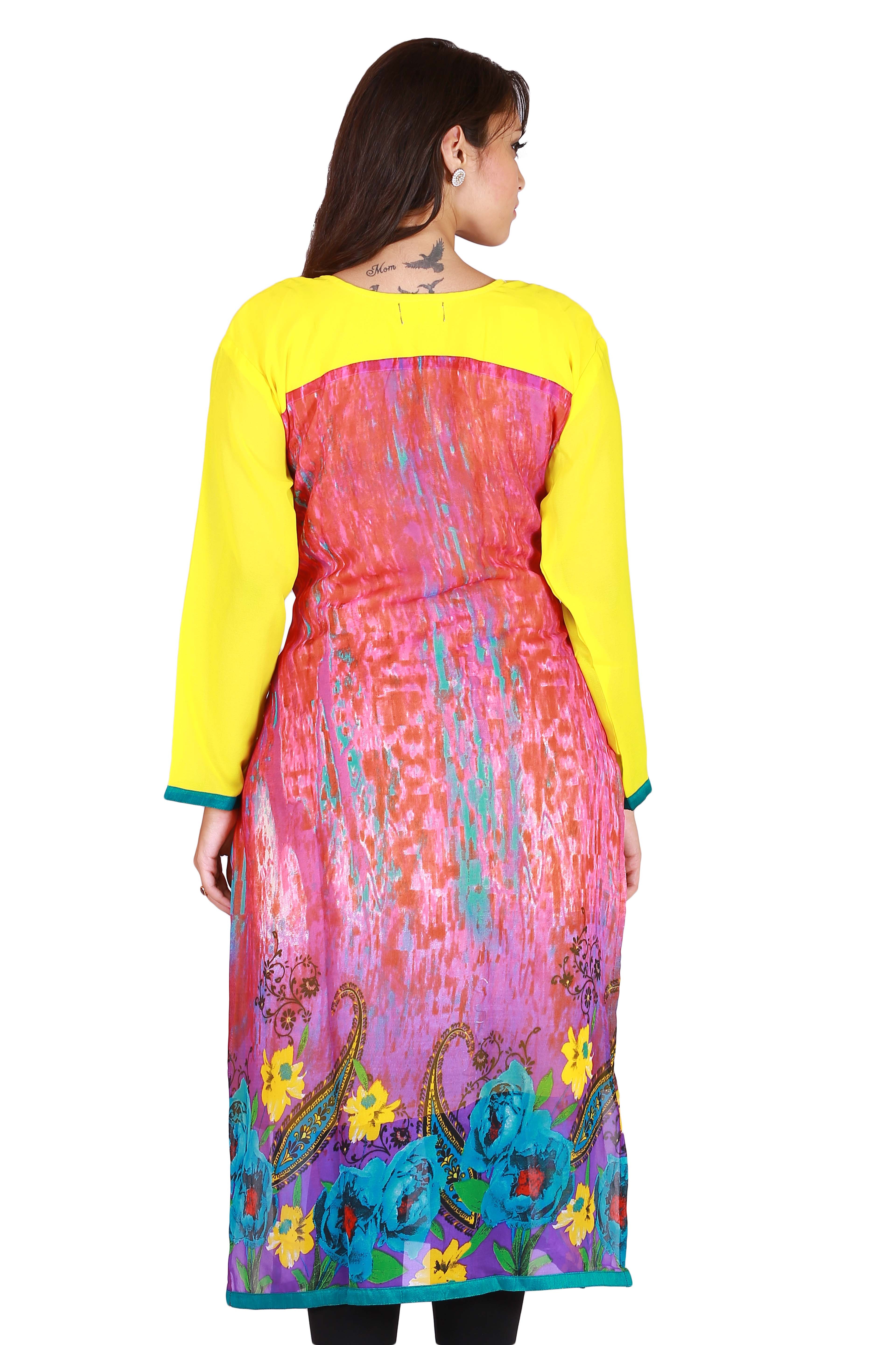 Rich Georgette With Digital Print And Trims