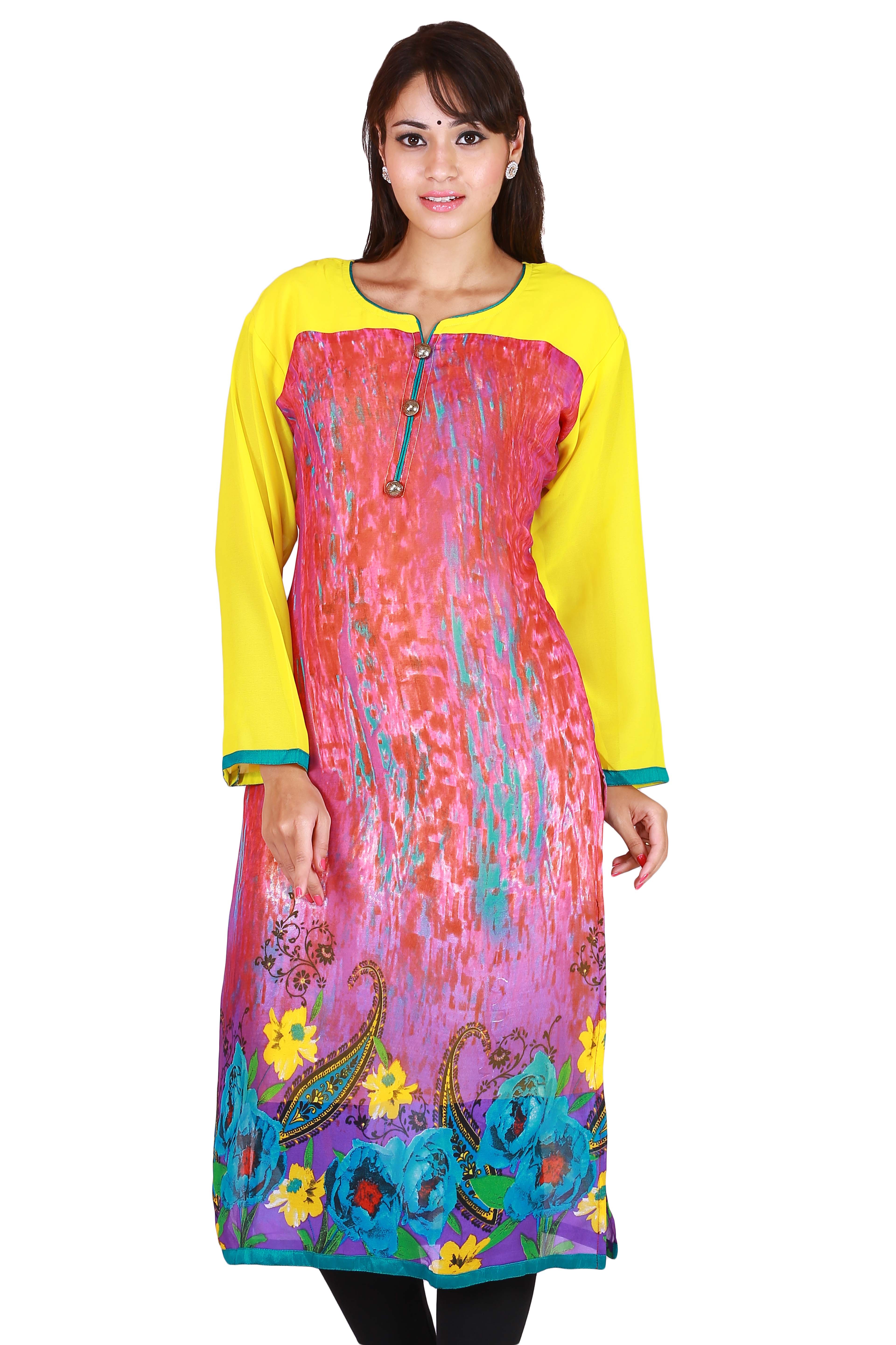 Rich Georgette With Digital Print And Trims