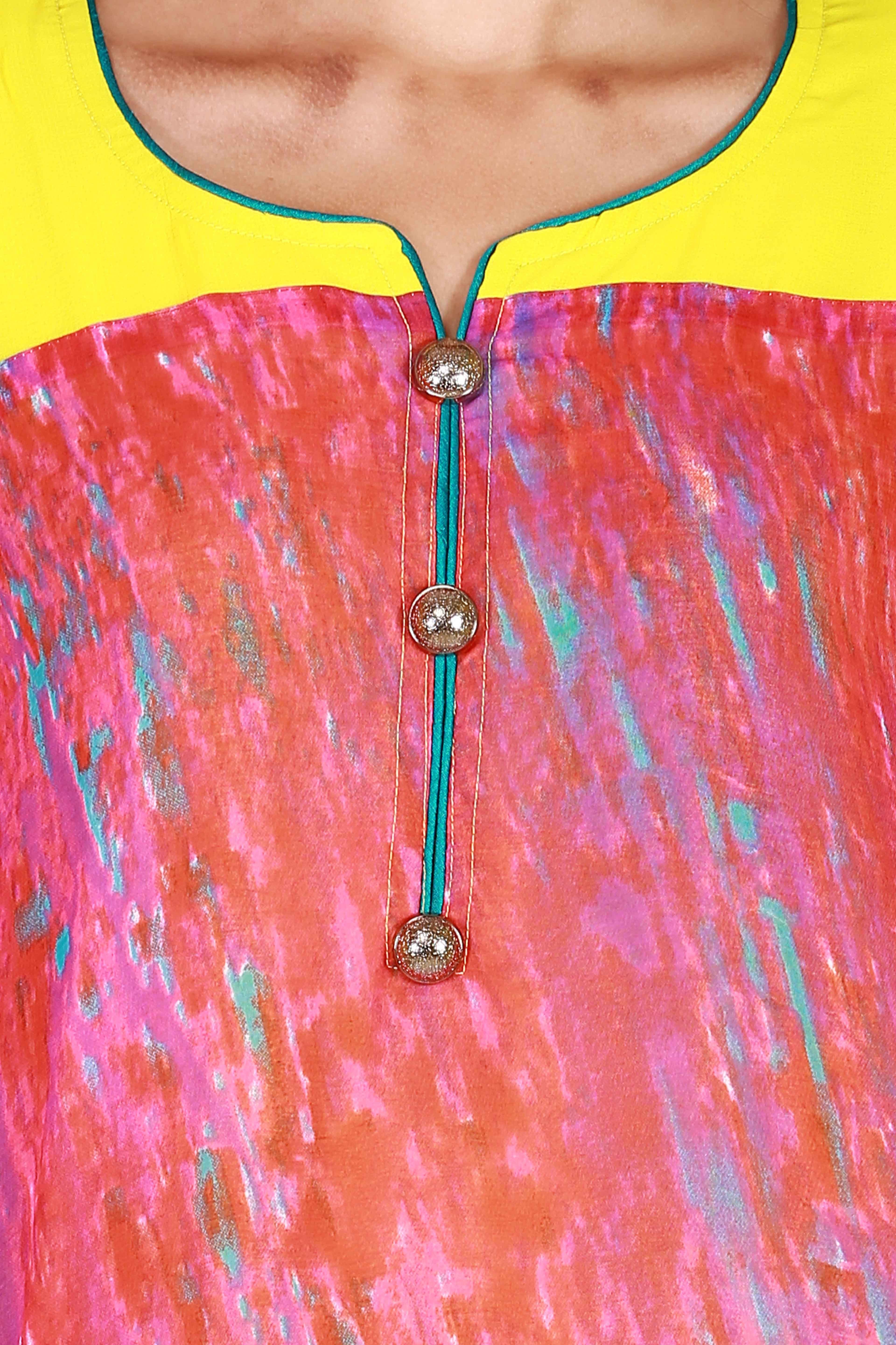 Rich Georgette With Digital Print And Trims