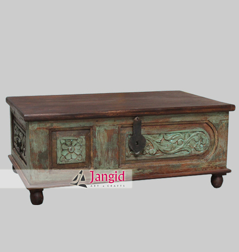 लकड़ी के हाथ से नक्काशीदार पुराना डोर बॉक्स