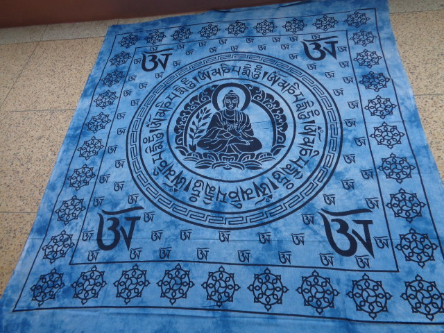 Meditation Buddha Tapestries - 100% Cotton, 140-240 Cm Lengths , Red Stripe Pattern For Elegant Home Decor