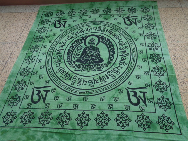 Meditation Buddha Tapestries - 100% Cotton, 140-240 Cm Lengths , Red Stripe Pattern For Elegant Home Decor