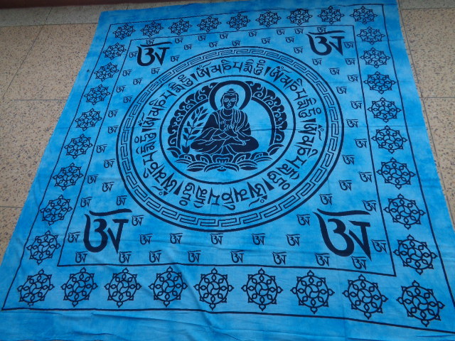 Meditation Buddha Tapestries - 100% Cotton, 140-240 Cm Lengths , Red Stripe Pattern For Elegant Home Decor