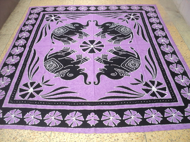 Red And Black Elephant Batik Tapestry