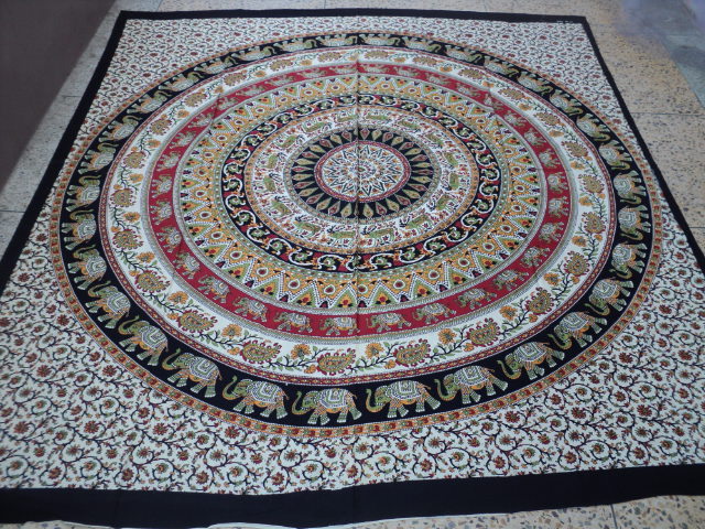 Multicolor Elephant Printed Round Tapestry