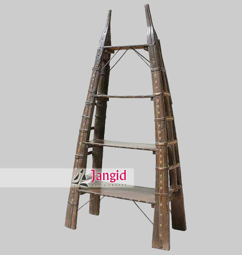 Traditional Indian Iron Fitted Cart Bookshelf