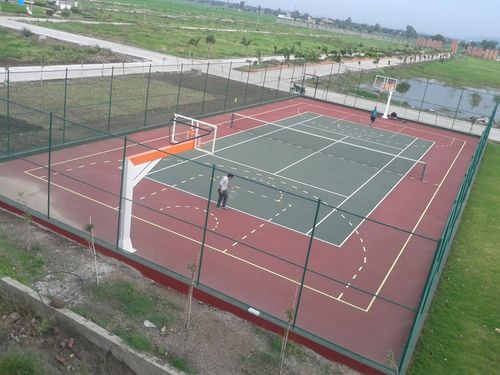 Multipurpose Sports Court - Steel & Acrylic Materials, Standard Size | Smooth Surface Treatment, Water-Resistant, Engineered Flooring for Tennis, Basketball, Skating
