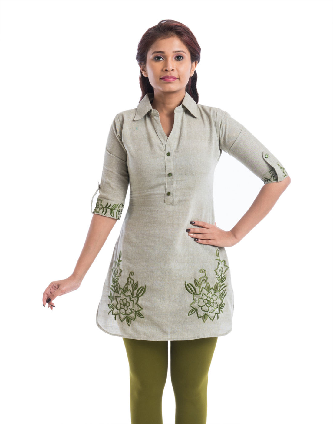 Sleeves Linen Kurti