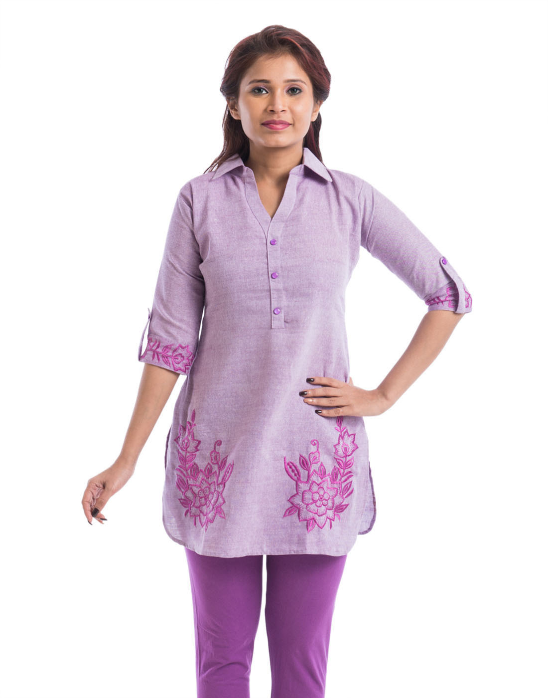 Sleeves Linen Kurti