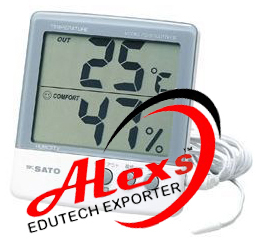 Thermo Hygrometer With Temp Prob - ABS Plastic, 10x8 cm, Digital Display | Temp/Humidity/Time Display, Max/Min Memory, Alarm, Wall/Desk Mount
