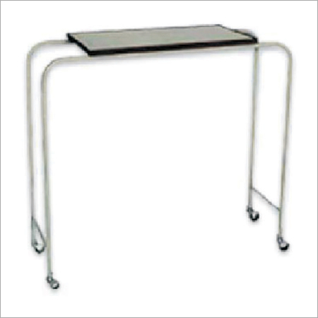 Over Bed Table - Sun-Mica Top, 1050 x 400 x 975 mm Dimension, Durable Tubular Frame, Epoxy Powder Coated, 50 mm Castors for Mobility
