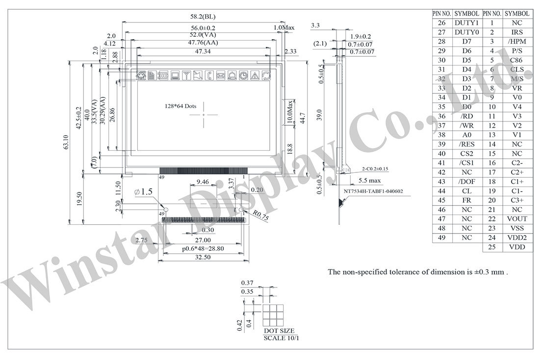 128x64 Tab Lcd Touch Screen