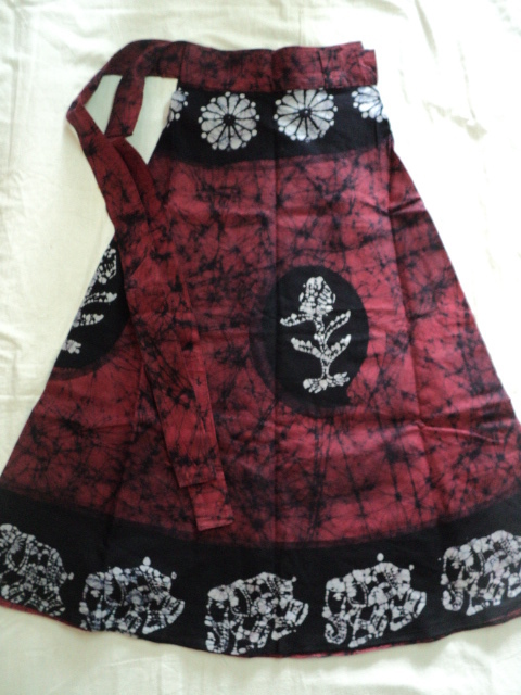 Black & Orange Cotton Batik Prints Med.size Skirts