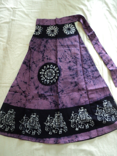 Black & Orange Cotton Batik Prints Med.size Skirts