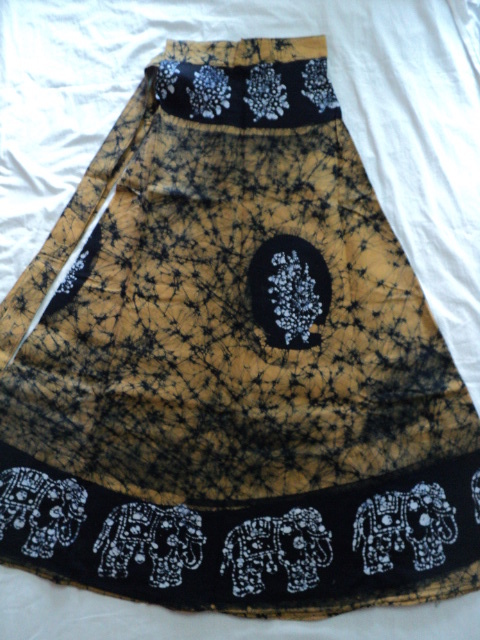 Black & Orange Cotton Batik Prints Med.size Skirts