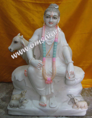 Marble Duttatray Statue - Pure White Marble, Ideal for Temple/Home/Showroom Grace