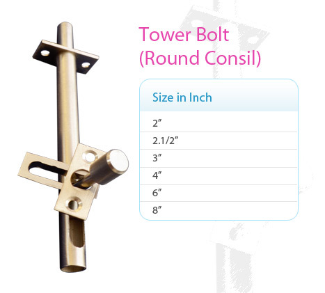 Brass Concealed Tower Bolt