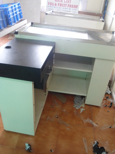 Checkout Counter - Grey/White Finish | Ideal for Industrial and Market Use