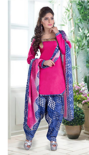 New pink cotton printed salwar kameez