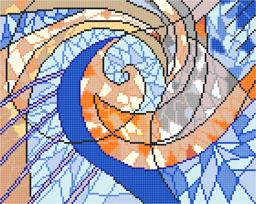 Abstract Tiles - 1x1 Foot, Glossy Finish in Multi Color & Blues | Full Body & Glazed, Square Edge Mosaic Design