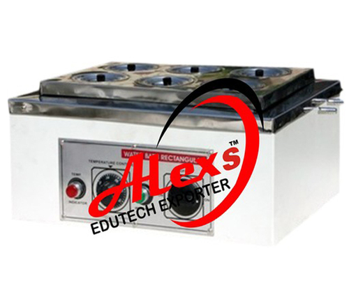 Water Bath Rectangular Double Wall - Stainless Steel, 15L Capacity (355x405x100mm) & 8L Capacity (300x250x100mm) | Digital PID Temp Control, Stirrer, Timer, 6 Holes 75mm