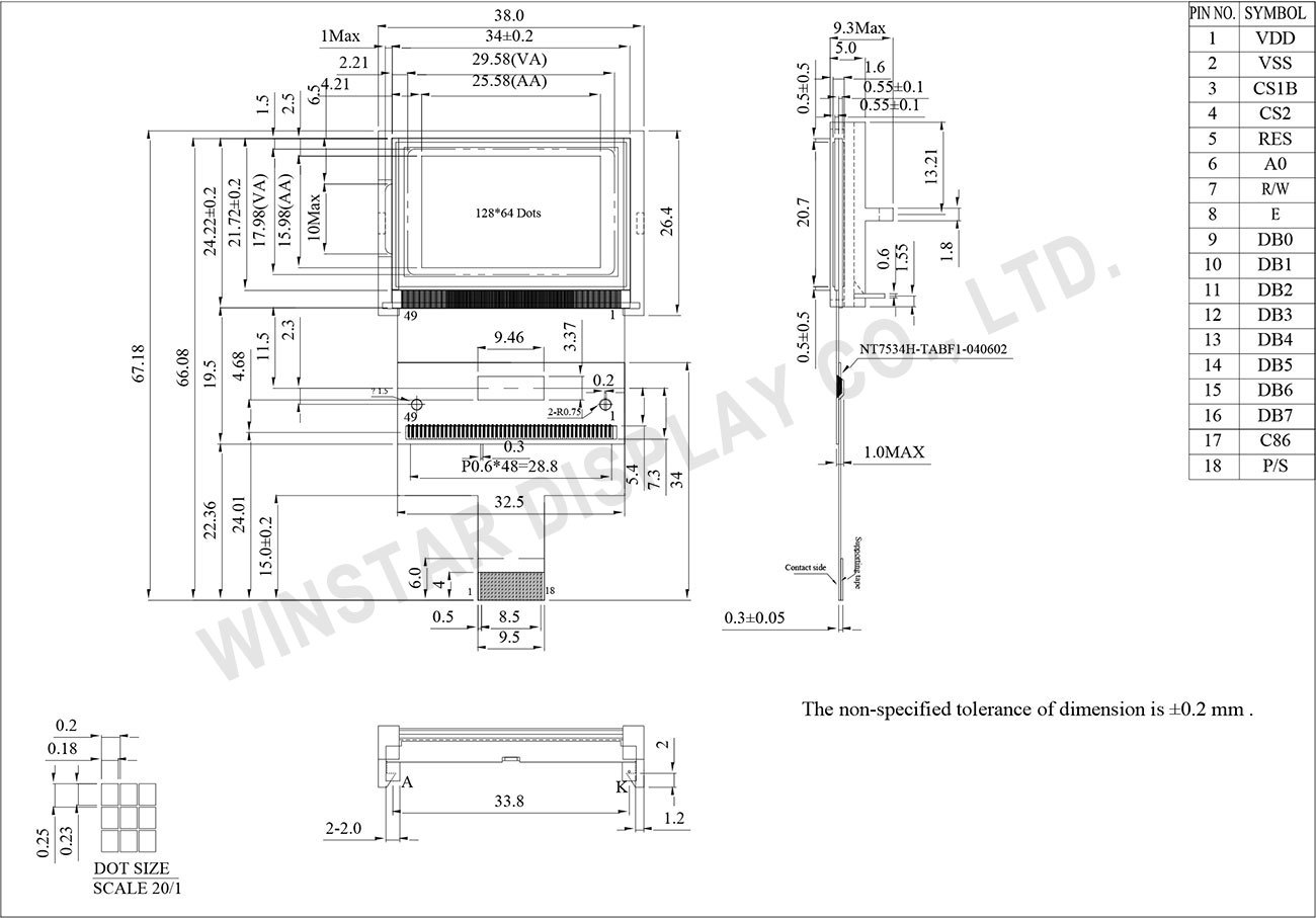 128x64 Tab Lcd Display
