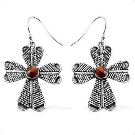 Round Send Stone Gemstone Silver Earring
