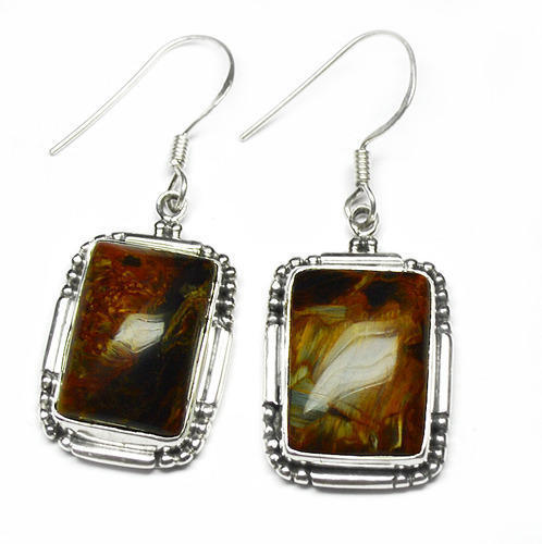 Cushion Pietersite Gemstone Silver Earring