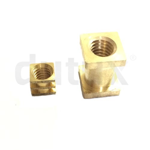 Brass Square Insert - 1 Inch Diameter, Golden Color | CNC Machined, 0.02 Tolerance for Automobile Use