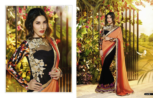 Multicolor Georgette Embroidery Designer Saree