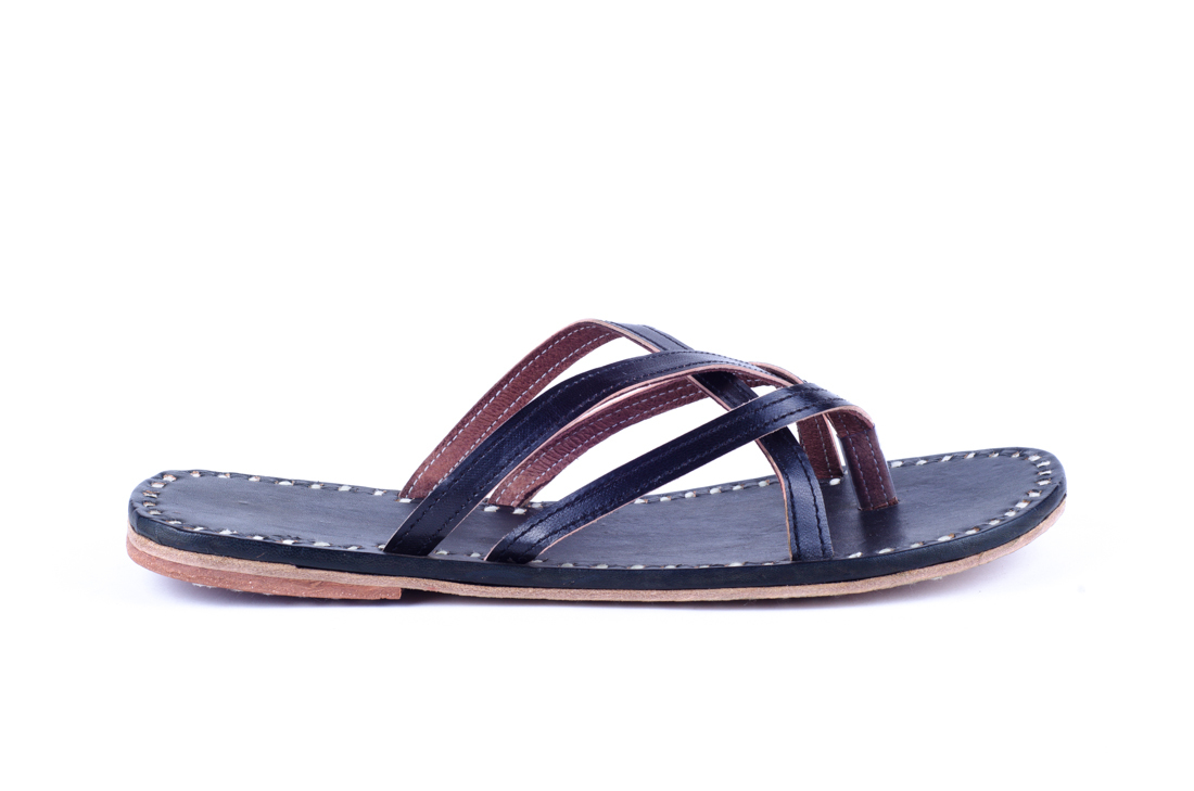 Black Leather Flipflops