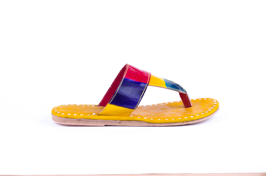 Colorful Handmade Flats - Leather Upper Size 6-8 Red Yellow Blue | Comfortable Anti-slip Sole Vintage Handstitched Design Perfect For Casual Wear