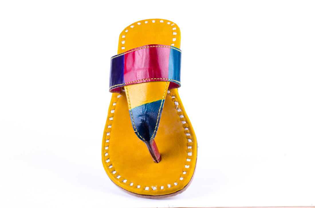 Colorful Handmade Flats - Leather Upper Size 6-8 Red Yellow Blue | Comfortable Anti-slip Sole Vintage Handstitched Design Perfect For Casual Wear