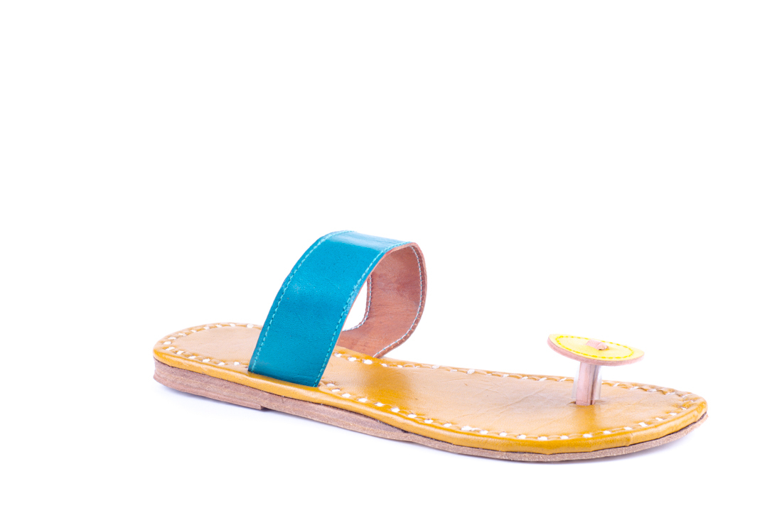 Blue And Yellow Leather Sandals