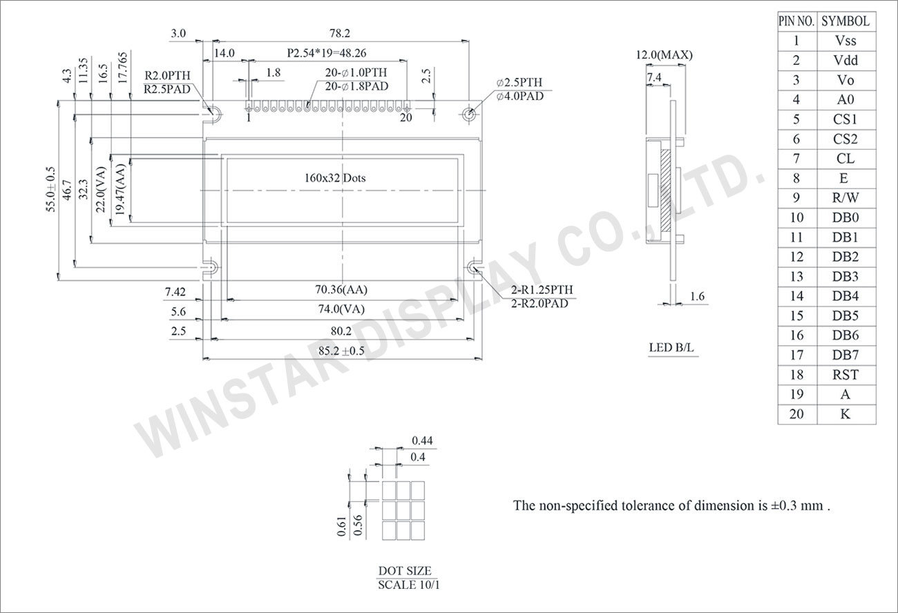 160x32 Graphic Lcd Display