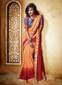 Red Shaded Heavy Border Saree