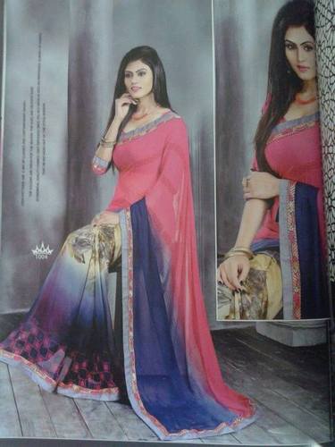 डिजाइनर प्रिंटेड साड़ी