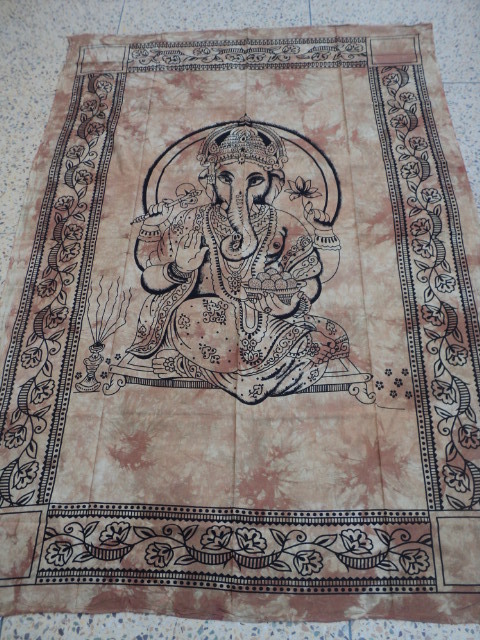 Ganesh Printed Tapestry - 100% Cotton, 140-240 Cm Length | Red Stripe Design For Home Decor