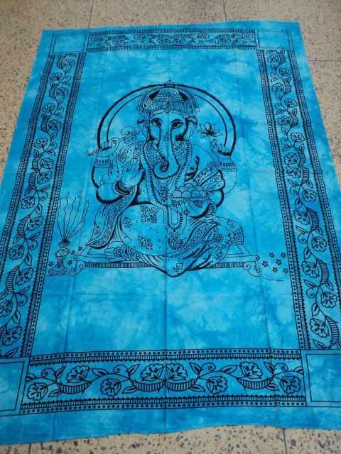 Ganesh Printed Tapestry - 100% Cotton, 140-240 Cm Length | Red Stripe Design For Home Decor