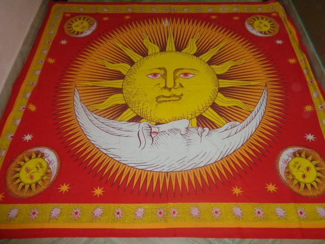 Multicolor Sun Moon Good Morning Tapestry