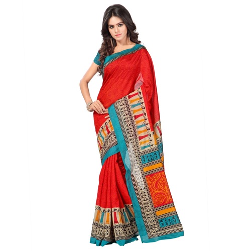 स्टाइलिश नई घिचा सिल्क प्रिंटेड साड़ी