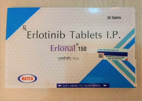 Erlonat Tablets - 150 Mg Erlotinib Hydrochloride, Pack of 30 - Effective Treatment for Non-Small Cell Lung Cancer and Pancreatic Cancer